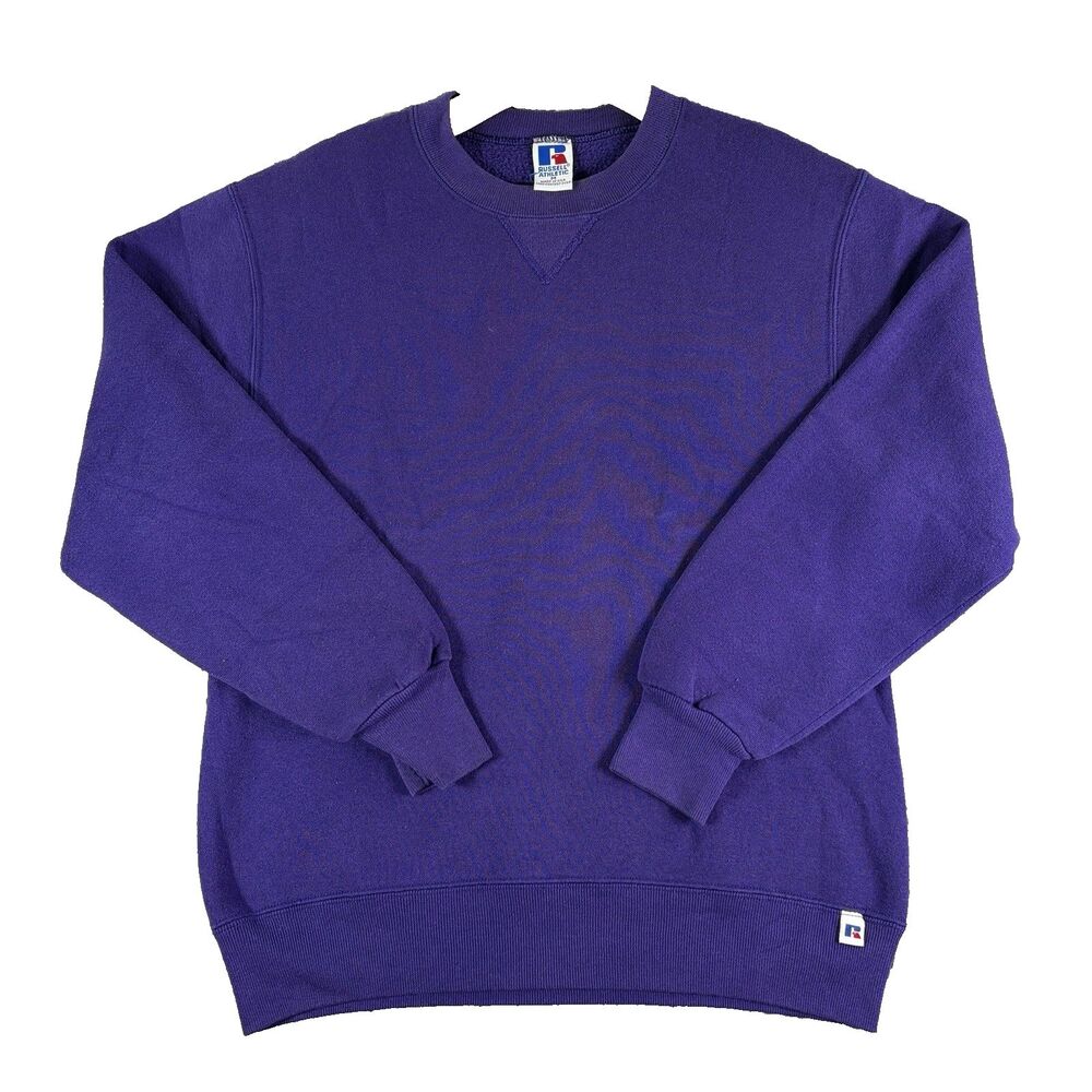 VINTAGE RUSSELL ATHLETIC SWEATSHIRT MENS MEDIUM BLANK PURPLE VTG USA MADE 90s 00